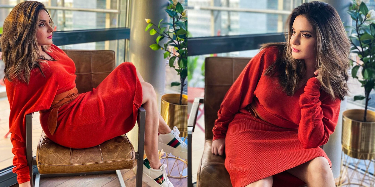 Armeena Khan sets temperature soaring in a red outfit