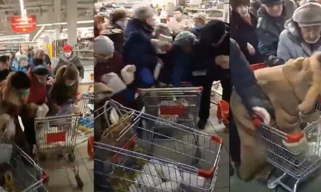 Watch: At midst of food shortage, Russians fight over sugar in supermarkets