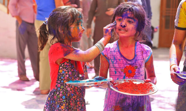 Pakistani Hindu community celebrating colourful festival of Holi today