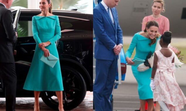 Glowing Kate looks stunning in blue dress with Prince William