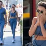 Michelle Keegan flaunts her abs in a matching gym outfit with husband Mark Wright in Los Angeles