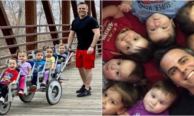 World Record: A father sets by pushing quintuplets in half-marathon