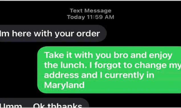 Viral: US man offer a meal to a delivery man, his response is heartwarming