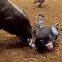 During a Texas rodeo, a father throws his body over his son to save him after he falls from a bull