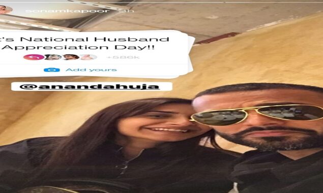 Mom-to-be Sonam Kapoor wishes Anand Ahuja a happy National Husband Appreciation Day and shares a lovely photo with him.