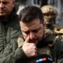 President Zelensky fights back tears as he views the devastation caused by the assault of Bucha, which resulted in the deaths of 400 residents