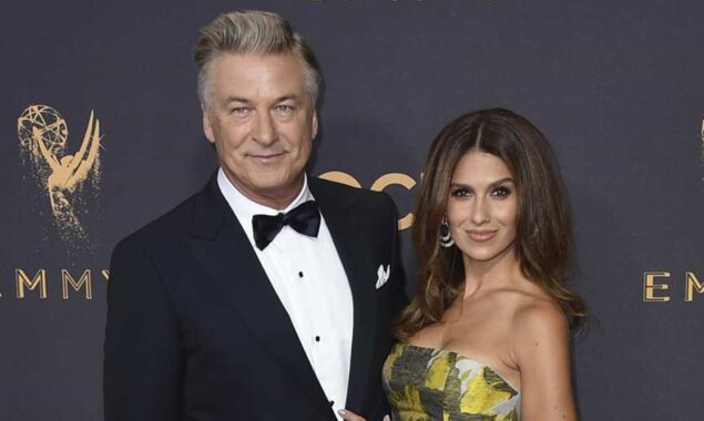 Hilaria Baldwin shows off growing baby bump in chic black cut-out dress