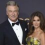 Hilaria Baldwin shows off growing baby bump in chic black cut-out dress