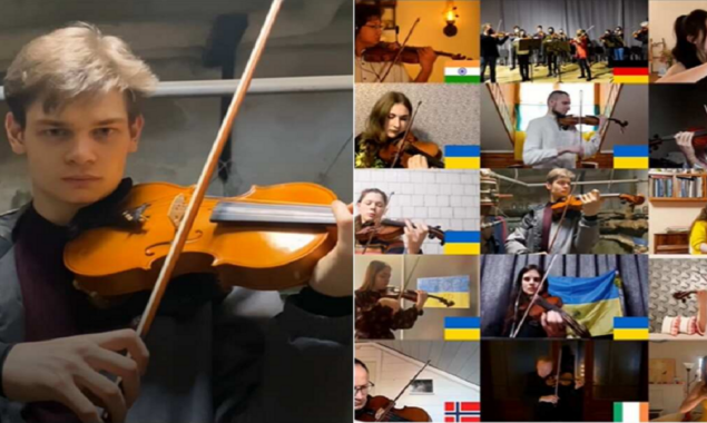 Musicians join a Kyiv violinist who stuck in a bomb shelter for online concert in Ukraine