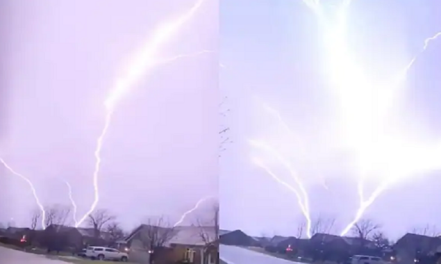 Insane Upward Lightning Strike in Kansas Caught on Camera