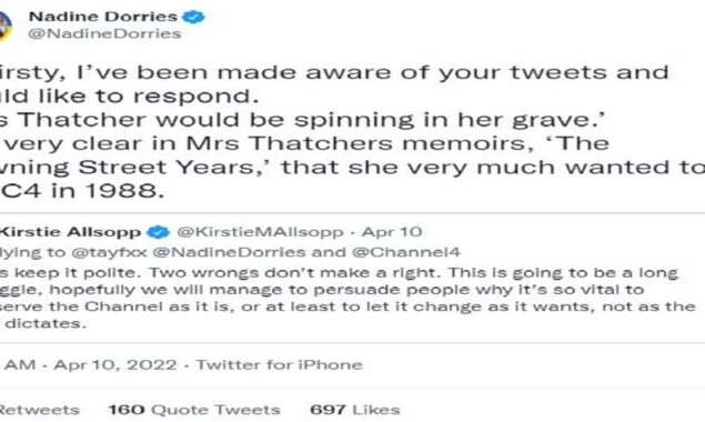 Nadine Dorries and Kirstie Allsopp’s clash over Channel 4 privatization