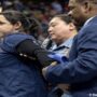 NBA Games: Protestor glues his hand to the court