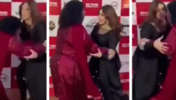 Shazia Manzoor falls after Alizeh Shah during a show with Jannat Mirza