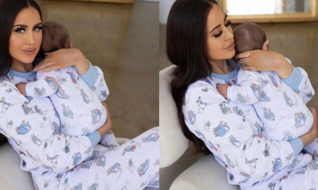 Maralee Nichols wore matching rabbit-patterned pyjamas to celebrate her son’s first Easter