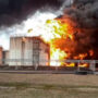 Russian fuel depot on fire near Ukraine border