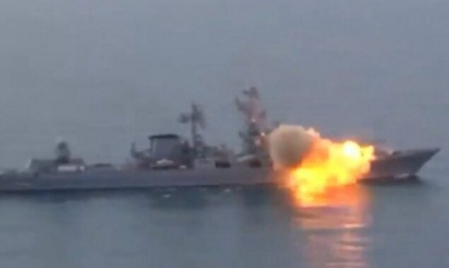 Pentagon confirmed that two missile were hit to Russia’s Black Sea fleet flagship