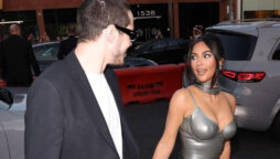 Kim Kardashian looks stunning in black with Pete Davidson