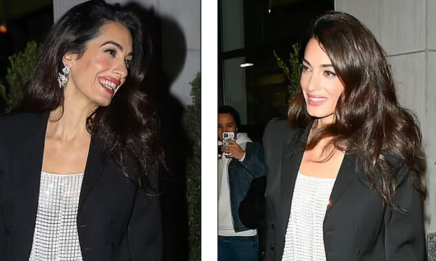 Amal Clooney shows off her casual style with her mom while leaving New York hotel
