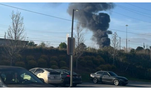 Airplane crashes into food storage, causing massive explosion