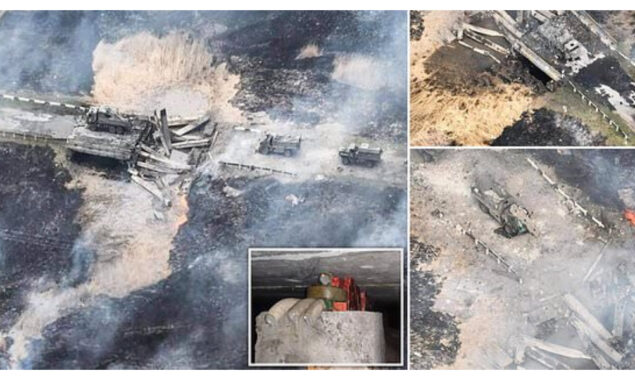 Ukrainian forces booby trap bridge and destroys Russian convoy