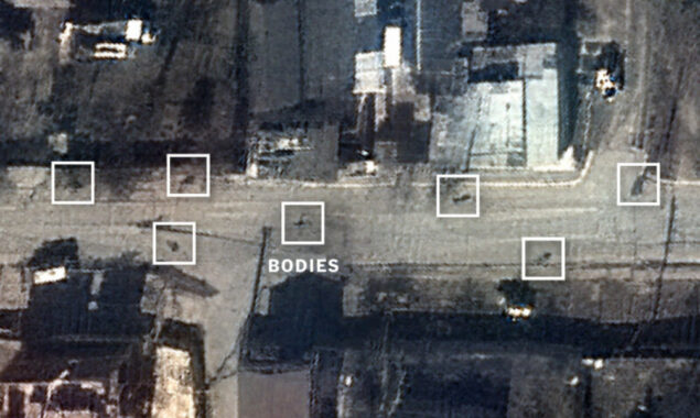 Satellite photographs show bodies in Bucha