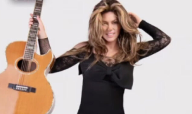 Shania Twain poses in stunning black dress to rally fan support ahead of CMT Awards