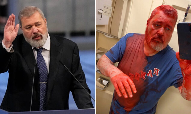 Russian Nobel-winning editor attacked with red paint