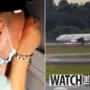 HORRIFIC MOMENT: Sobbing passengers pray as they brace for an emergency landing that sends sparks shooting from the plane