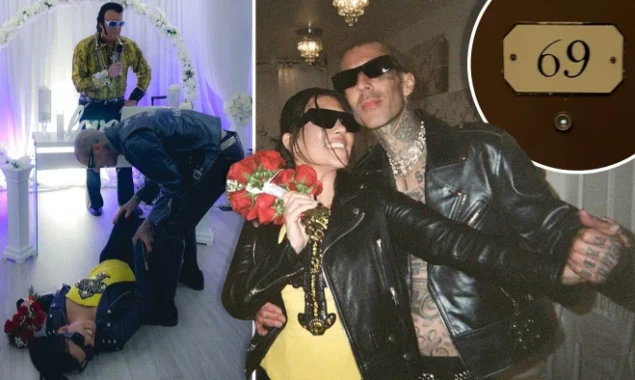 Travis Barker, Kourtney Kardashian’s ‘husband,’ posts photo from their wedding in Vegas, following her candid photos from the event