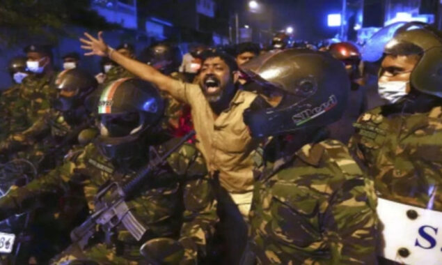 Protesters in Sri Lanka break a curfew after social media shutdown