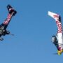 Never seen before stunt of swapping airplanes mid flight