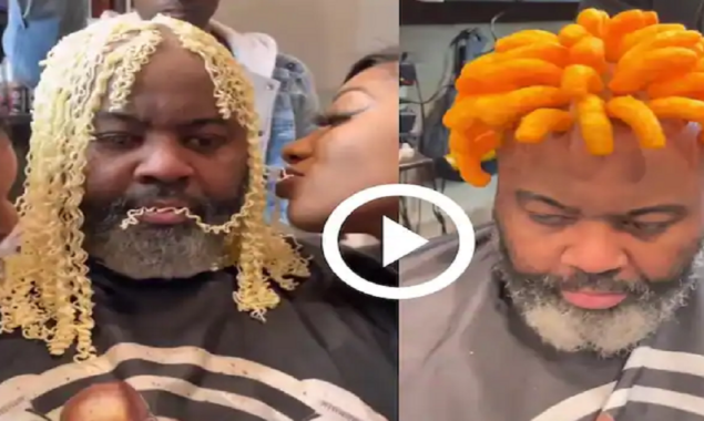 Man gets new food hairstyles daily using Cheetos, Noodles, and Other Foods