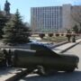A missile hits a town in the Donetsk region