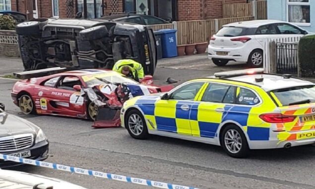 Sports car in Suffolk crashes along residential Ipswich road