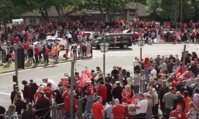 Crowds of fans gather for Liverpool’s parade