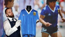 The 'Hand of God' shirt made to wear by Maradona sells for a record price.