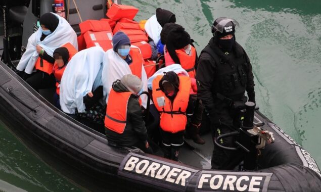 Hundreds of migrants are intercepted by the UK Border Force in the English Channel