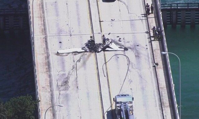 A little plane collides with a Florida bridge.