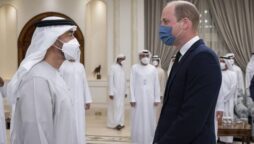 Prince William meets with Sheikh Mohammed bin Zayed in Abu Dhabi.