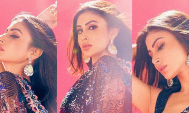 Mouni Roy looks like a classic bombshell in this shimmery saree; see photos!