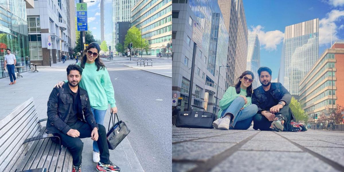 Imran Ashraf spotted in London with wife for screening of ‘Dum Mastam’