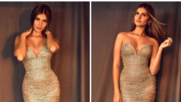PHOTOS: Tara Sutaria sizzles in a gold and glittery strapless bodycon 
