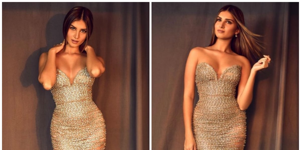 PHOTOS: Tara Sutaria sizzles in a gold and glittery strapless bodycon