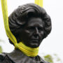 Margaret Thatcher statue was booed and egged