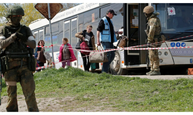 Dozens of civilians evacuated from Mariupol steel plant