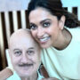 Anupam Kher poses with gorgeous Deepika Padukone at the airport