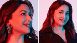 Madhuri Dixit dazzles in sequin flared pants and a cape sleeved shirt 