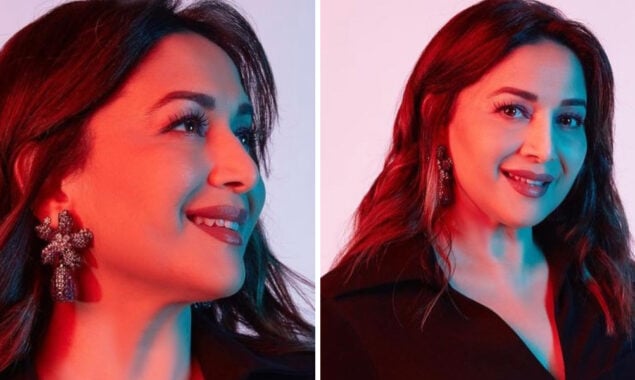 Madhuri Dixit dazzles in sequin flared pants and a cape sleeved shirt 