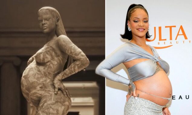Rihanna shares video of her statue with baby bump at Met gala 2022,