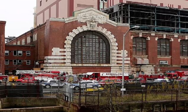 An old power plant collapses in South Boston waterfront area; rescue teams search for missing